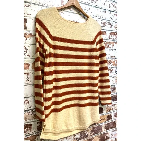 Free People Beach Pure Cotton Knit Nautical Striped Oversided Tunic Sweater - Picture 4 of 11